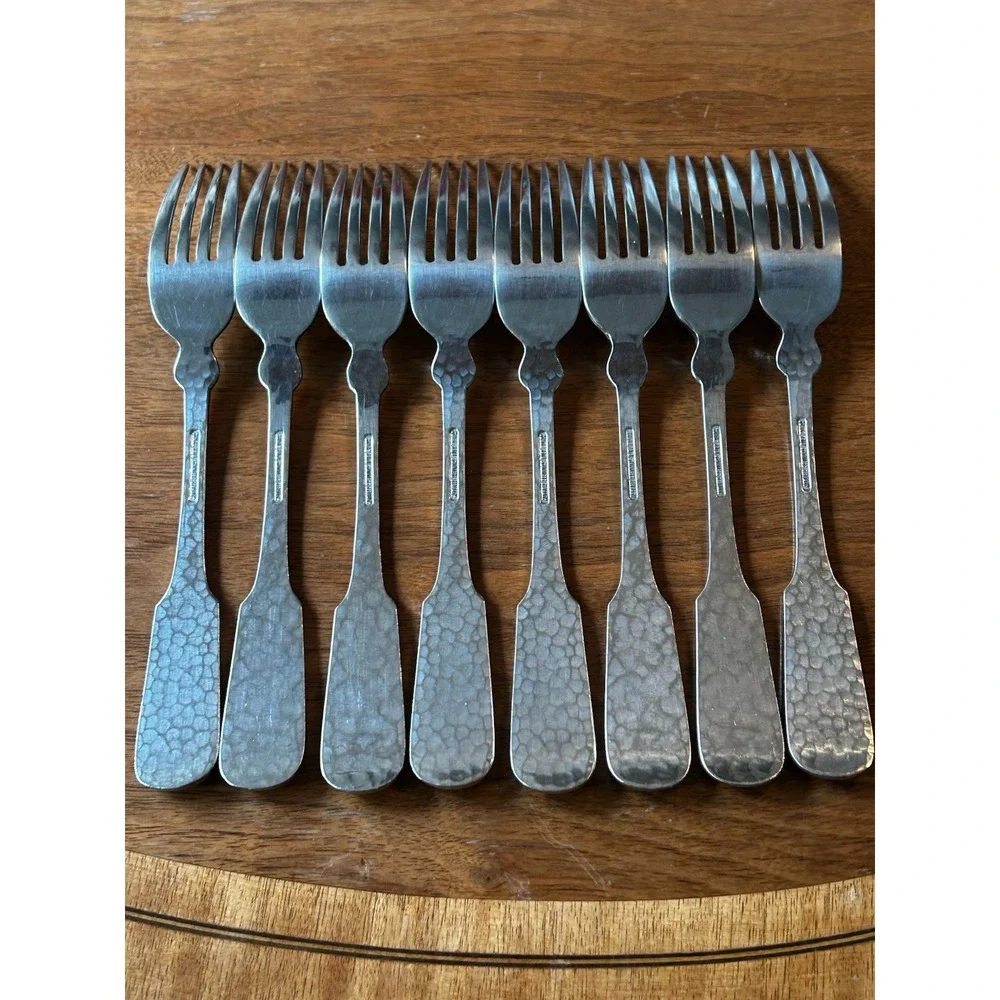 8- Towle 18/8 Stainless Germany Flatware Hammersmith Dinner Forks 8 1/4